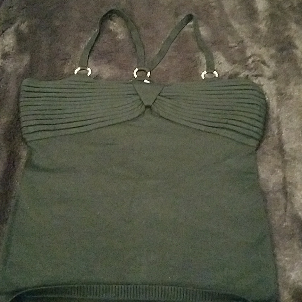 Cache black rhinestone top